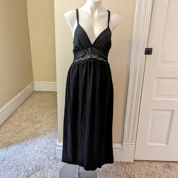 ASOS | Dresses | Asos Black Dress With Criss Cross Back And Crochet Band At  Waist Size 6